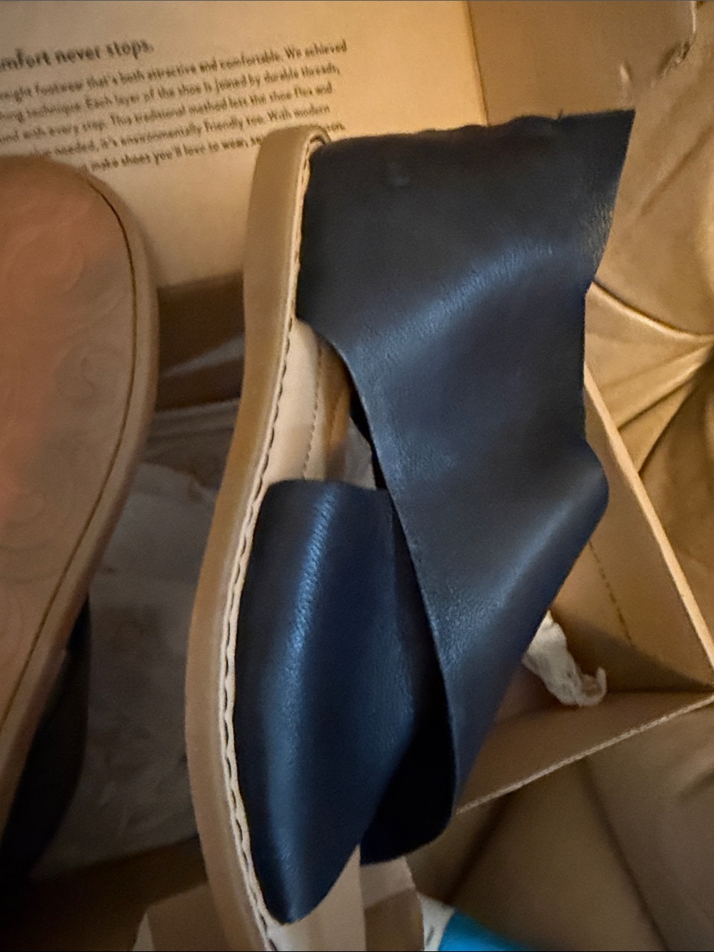 Born Black Leather Slingback Sandals with Tan Outsole - Picture 5 of 10